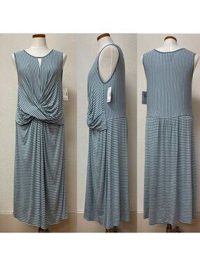 NWT Catherines Blue & White Striped Summer Dress sz 14/16